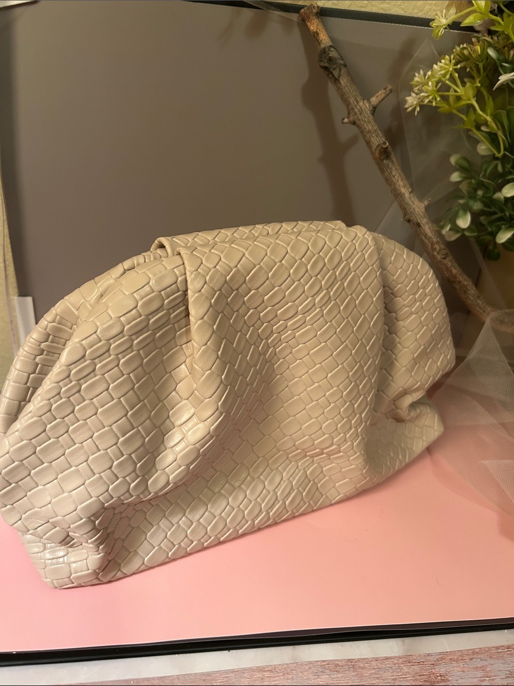 Ivory Textured Clutch Bag - Elegant Women’s Evening Bag